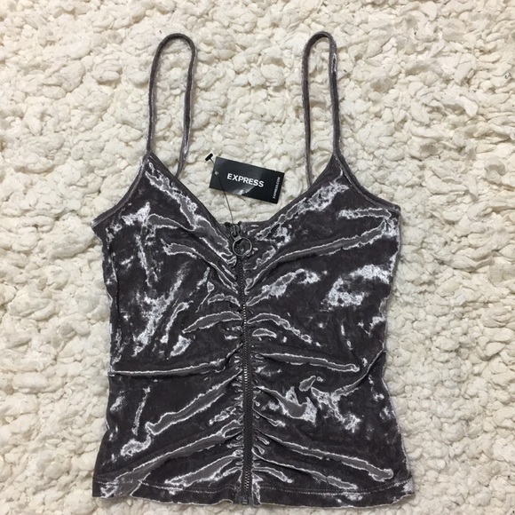 Express| One Eleven Velvet Crop Top - Picture 1 of 5
